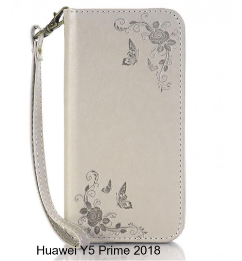 Huawei Y5 Prime 2018 CASE Premium Leather Embossing wallet Folio case