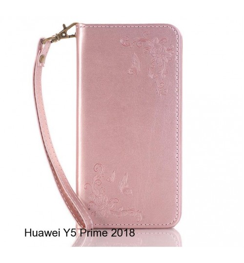 Huawei Y5 Prime 2018 CASE Premium Leather Embossing wallet Folio case