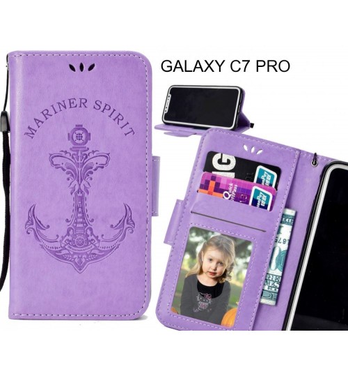 GALAXY C7 PRO Case Wallet Leather Case Embossed Anchor Pattern