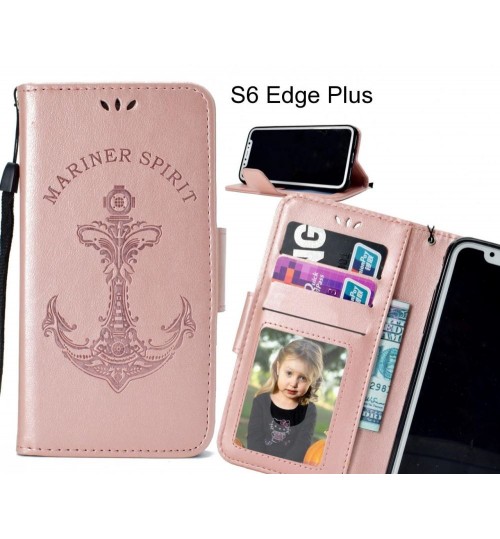 S6 Edge Plus Case Wallet Leather Case Embossed Anchor Pattern