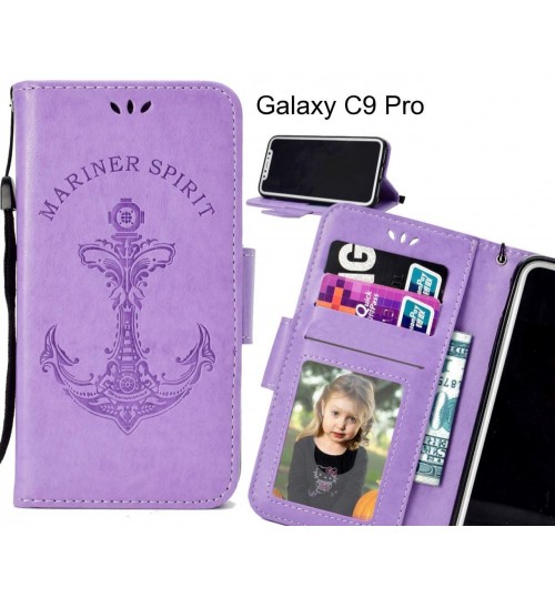 Galaxy C9 Pro Case Wallet Leather Case Embossed Anchor Pattern