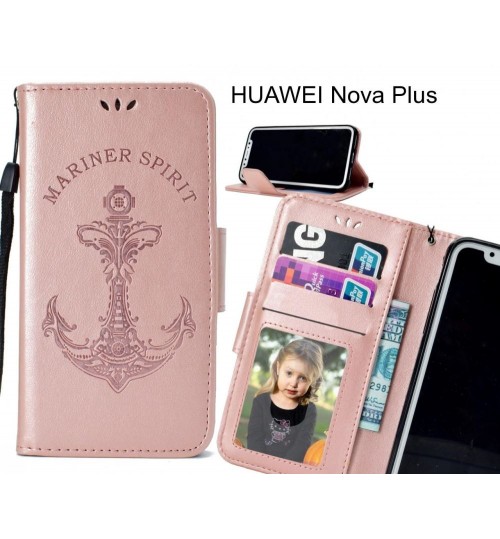 HUAWEI Nova Plus Case Wallet Leather Case Embossed Anchor Pattern