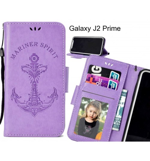 Galaxy J2 Prime Case Wallet Leather Case Embossed Anchor Pattern