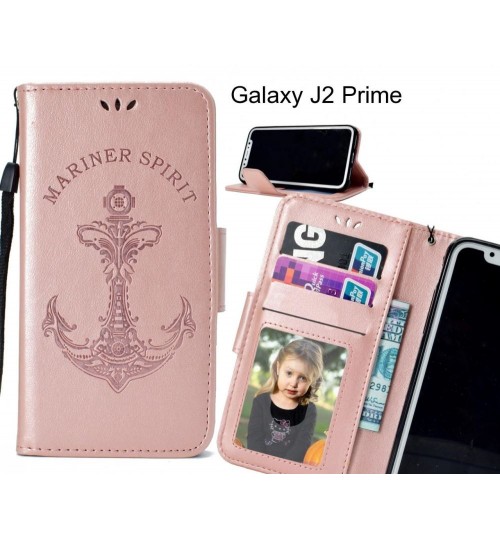 Galaxy J2 Prime Case Wallet Leather Case Embossed Anchor Pattern