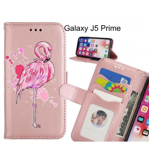 Galaxy J5 Prime case Embossed Flamingo Wallet Leather Case