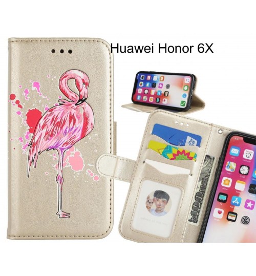 Huawei Honor 6X case Embossed Flamingo Wallet Leather Case