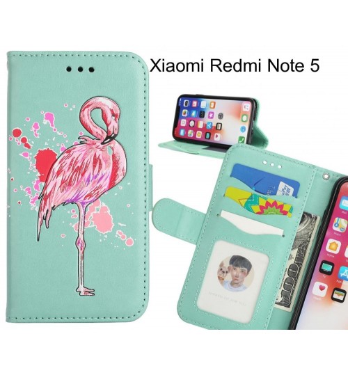 Xiaomi Redmi Note 5 case Embossed Flamingo Wallet Leather Case