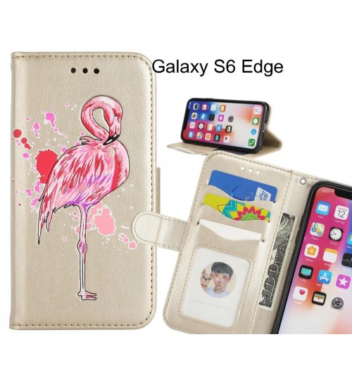 Galaxy S6 Edge case Embossed Flamingo Wallet Leather Case