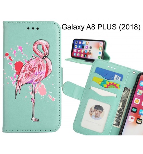 Galaxy A8 PLUS (2018) case Embossed Flamingo Wallet Leather Case