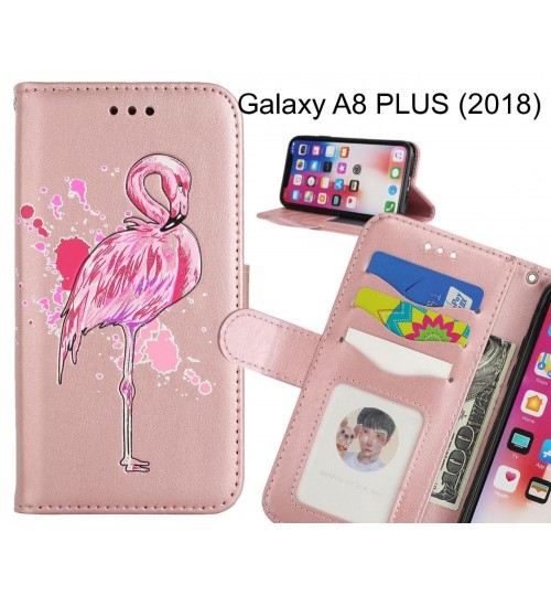 Galaxy A8 PLUS (2018) case Embossed Flamingo Wallet Leather Case