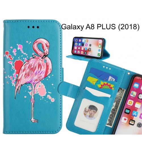 Galaxy A8 PLUS (2018) case Embossed Flamingo Wallet Leather Case