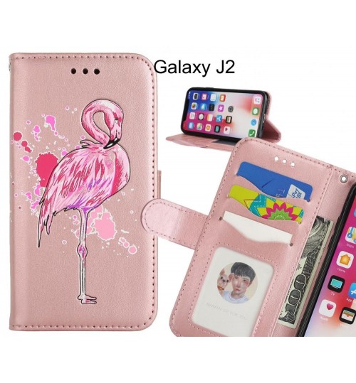 Galaxy J2 case Embossed Flamingo Wallet Leather Case