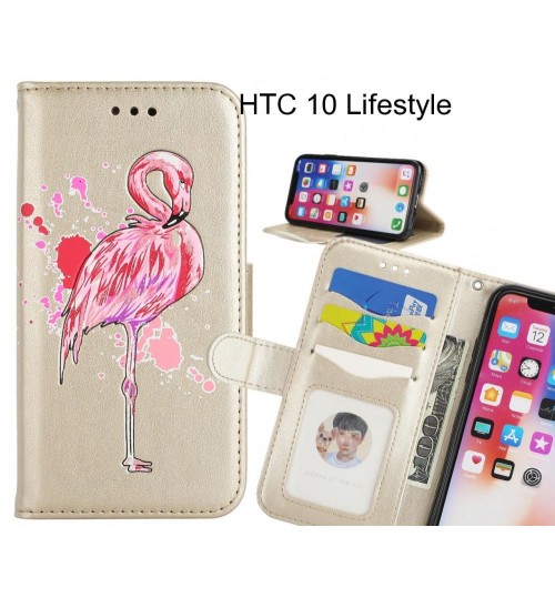 HTC 10 Lifestyle case Embossed Flamingo Wallet Leather Case