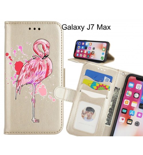 Galaxy J7 Max case Embossed Flamingo Wallet Leather Case