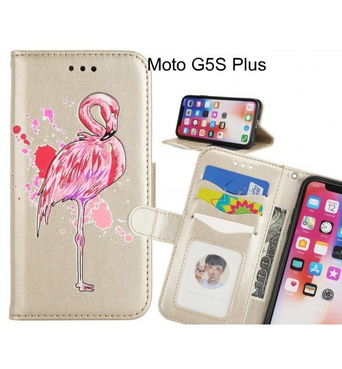 Moto G5S Plus case Embossed Flamingo Wallet Leather Case