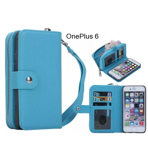Oneplus 6 Case Coin Wallet Case Full Wallet Leather Case - Sky Blue