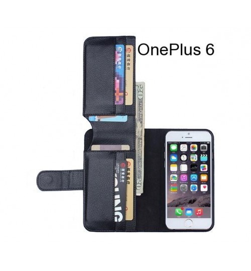 Oneplus 6 Case Leather Wallet Case Cover - Black