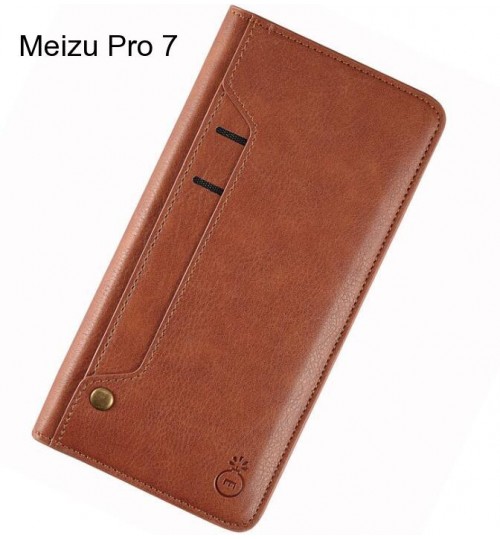 Meizu Pro 7 Case Slim Leather Wallet Case 6 Cards 2 Id Magnet - Brown