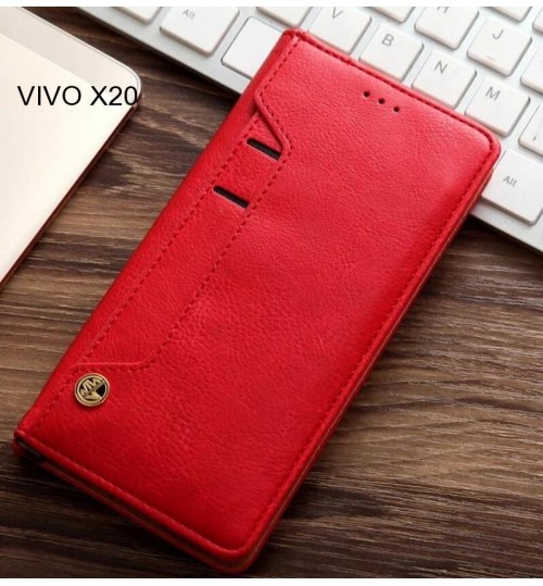 Vivo X20 Case Slim Leather Wallet Case 6 Cards 2 Id Magnet - Red