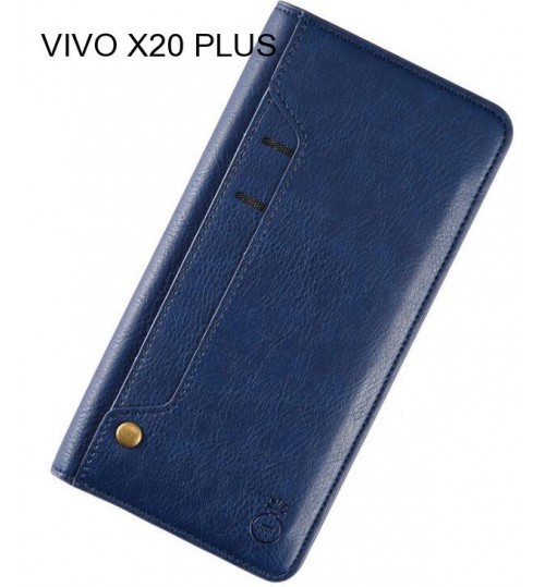 Vivo X20 Plus Case Slim Leather Wallet Case 6 Cards 2 Id Magnet - Blue