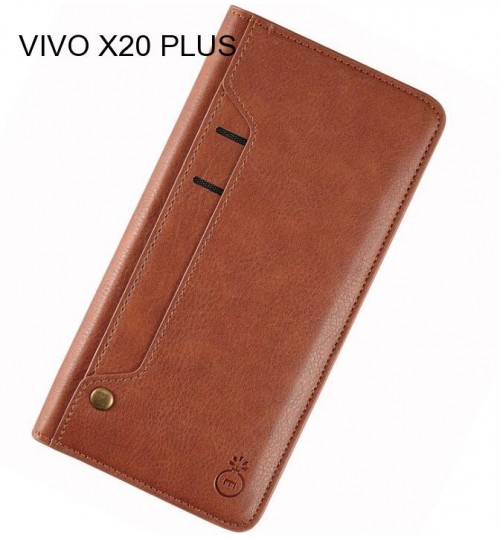 Vivo X20 Plus Case Slim Leather Wallet Case 6 Cards 2 Id Magnet - Brown