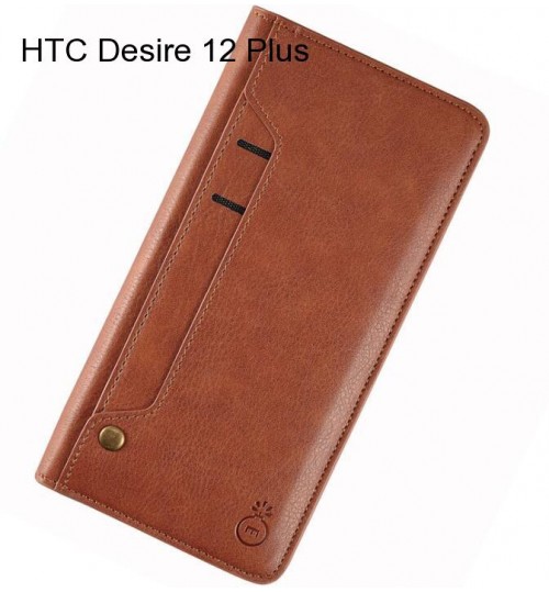 Htc Desire 12 Plus Case Slim Leather Wallet Case 6 Cards 2 Id Magnet - Brown
