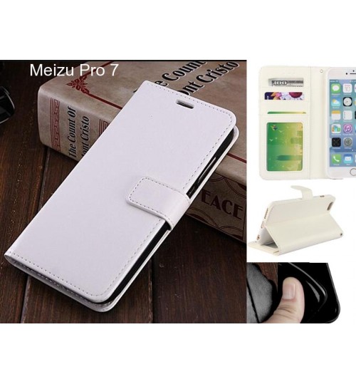 Meizu Pro 7 Case Fine Leather Wallet Case - White