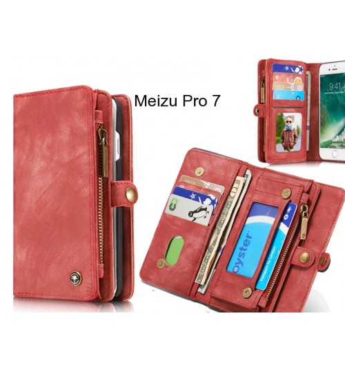 Meizu Pro 7 Case Retro leather case multi cards cash pocket & zip