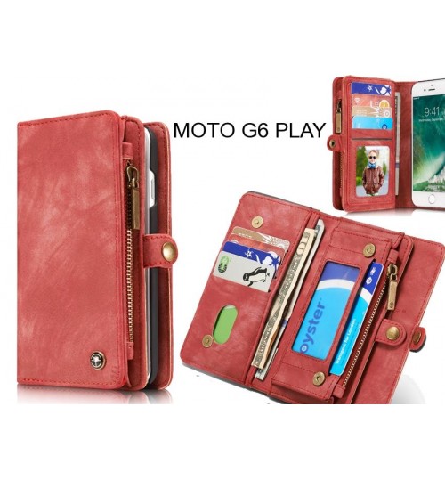 MOTO G6 PLAY Case Retro leather case multi cards cash pocket & zip