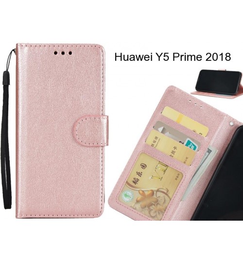 Huawei Y5 Prime 2018  Case Silk Texture Leather Wallet Case - Rose Gold