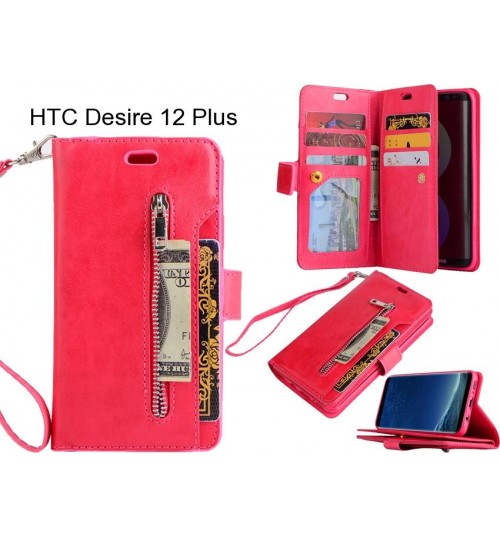 HTC Desire 12 Plus case 10 cards slots wallet leather case with zip