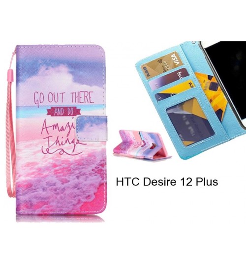 HTC Desire 12 Plus case 3 card leather wallet case printed ID