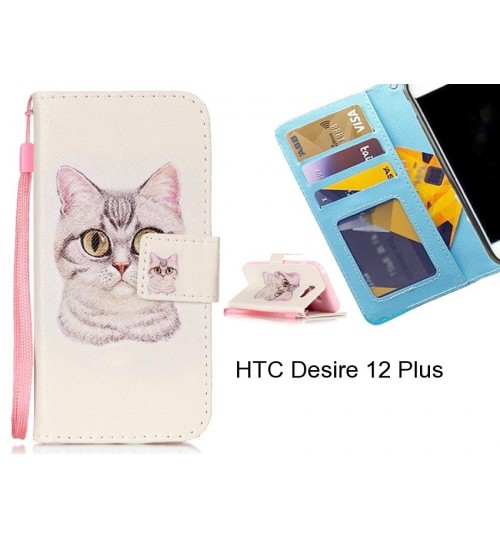 HTC Desire 12 Plus case 3 card leather wallet case printed ID