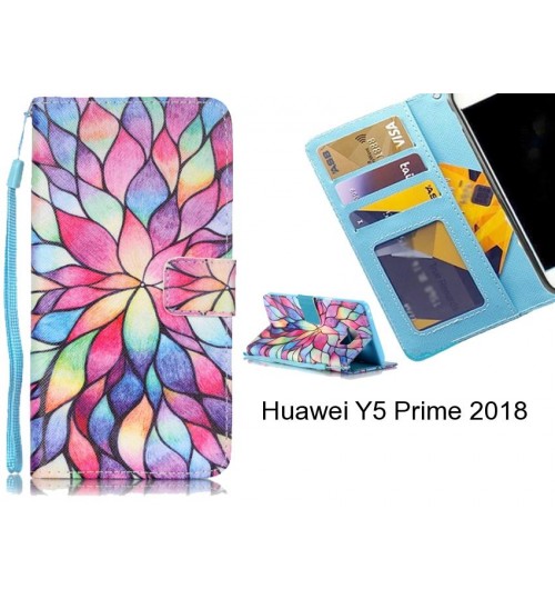 Huawei Y5 Prime 2018 case 3 card leather wallet case printed ID