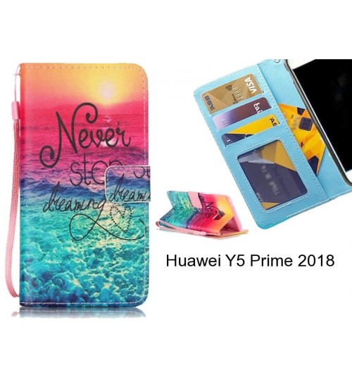 Huawei Y5 Prime 2018 case 3 card leather wallet case printed ID