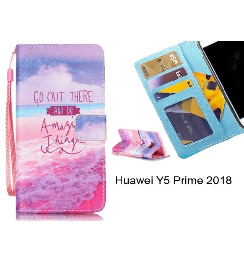 Huawei Y5 Prime 2018 case 3 card leather wallet case printed ID