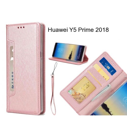 Huawei Y5 Prime 2018 case Silk Texture Leather Wallet case 4 cards 1 ID magnet