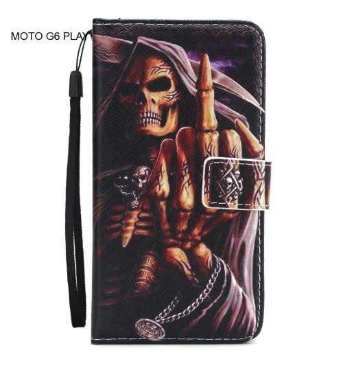 MOTO G6 PLAY case 3 card leather wallet case printed ID