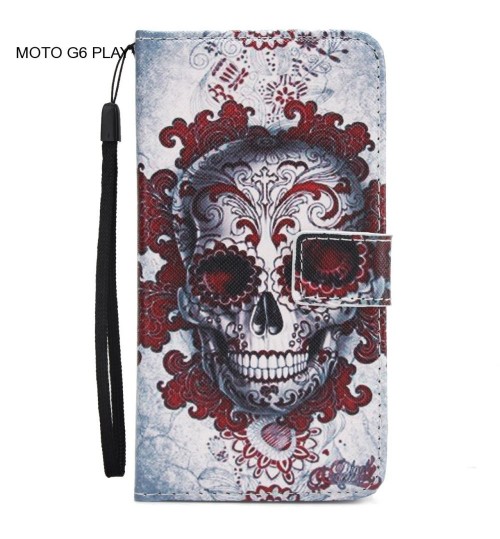 MOTO G6 PLAY case 3 card leather wallet case printed ID