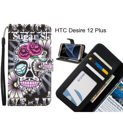 HTC Desire 12 Plus case 3 card leather wallet case printed ID