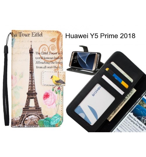 Huawei Y5 Prime 2018 case 3 card leather wallet case printed ID