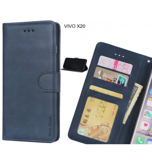 Vivo X20 Case Executive Leather Wallet Case - Blue