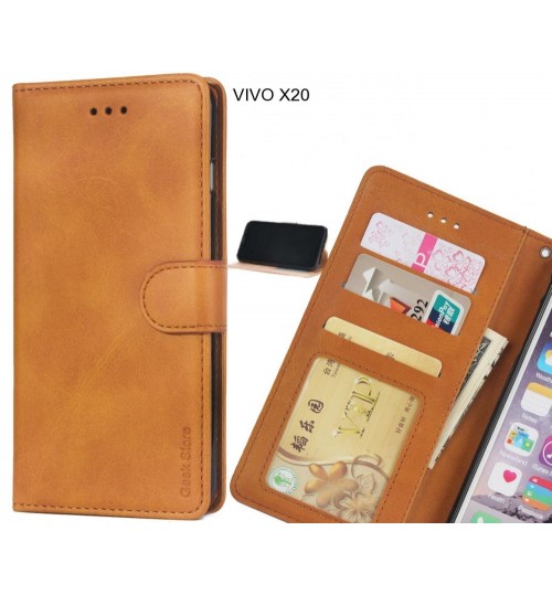 Vivo X20 Case Executive Leather Wallet Case - Light Brown