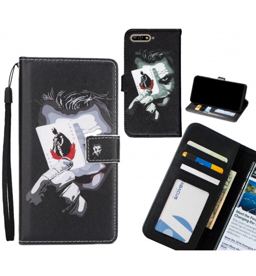 Huawei Y6 2018 case 3 card leather wallet case printed ID