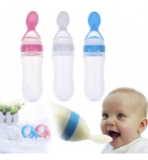 Silicone Baby Food Bottle With Spoon
