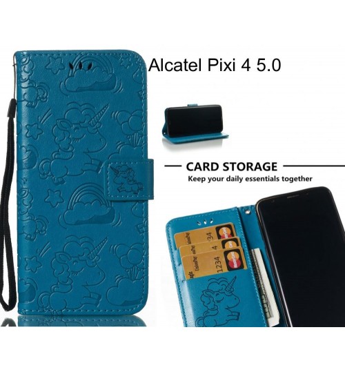 Alcatel Pixi 4 5.0 Case Leather Wallet case embossed unicon pattern