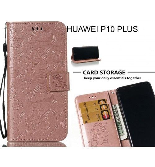 Huawei P10 Plus Case Leather Wallet Case Embossed Unicon Pattern - Rose Gold