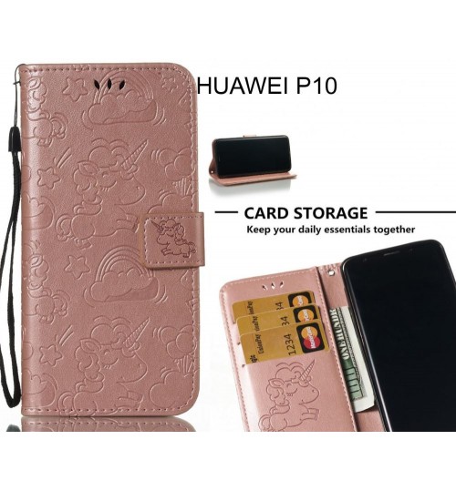 HUAWEI P10 Case Leather Wallet case embossed unicon pattern