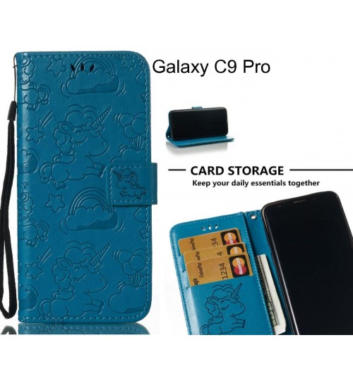 Galaxy C9 Pro Case Leather Wallet case embossed unicon pattern