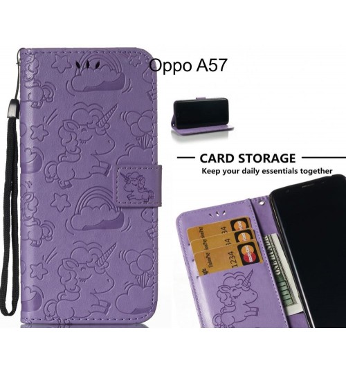 Oppo A57 Case Leather Wallet case embossed unicon pattern